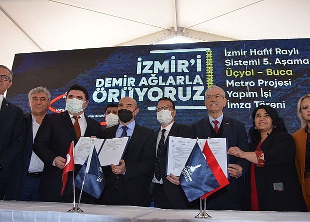 Buca Metrosu i�in imzalar at�ld�:Temeli 14 �ubat�ta at�l�yor!